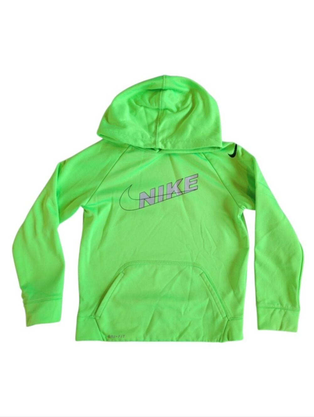 Nike Dri-fit Boys Size 7 Neon Geen Pullover Hooded Sweatshirt